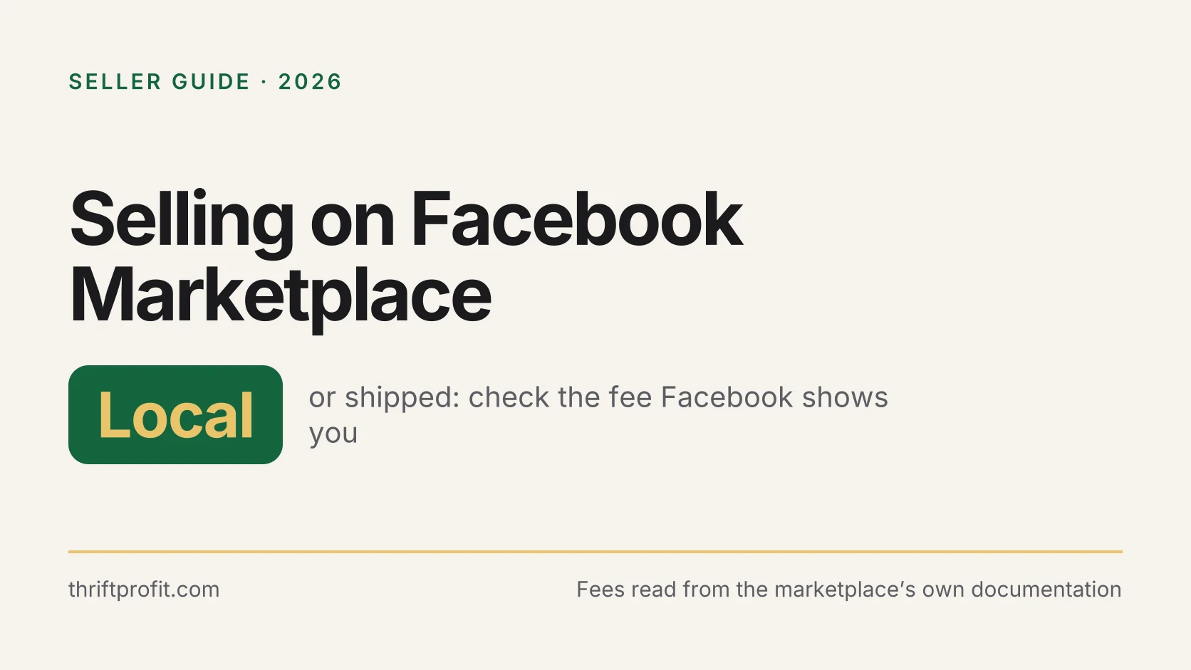 Title card reading “Selling on Facebook Marketplace” with a note on local and shipped sales.