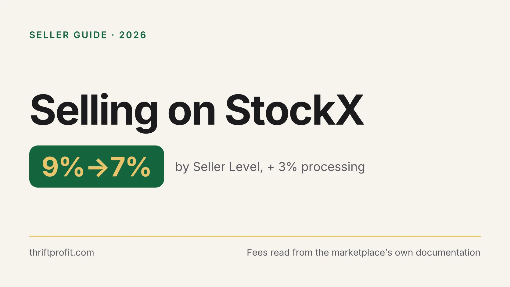Title card reading “Selling on StockX” with the headline fee figures for US sellers.